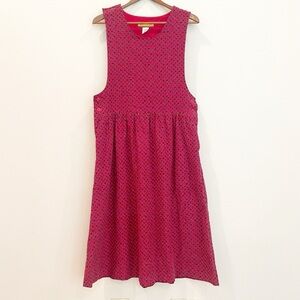 Vintage Bryn Connelly Corduroy Overall Dress Womens 8P 8 Petite Red Cherry Print